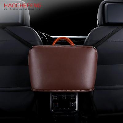 China PU Leather Car Handbag Holder HAOCHEFENG Car PU Leather Holder with Pocket Car Net Organizer Between Front Rear Seats Part for sale