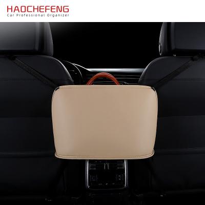 China HAOCHEFENG PU Duty Driver Storage Pouch Automotive Backseat Organizer Car Net Pocket Leather Handbag Holder for sale