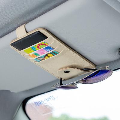 China Multifunctional Durable High Quality Leather Car Sun Visor Storage Holder Sunglasses Clip Holder Auto Car Sun Visor Organizer for sale