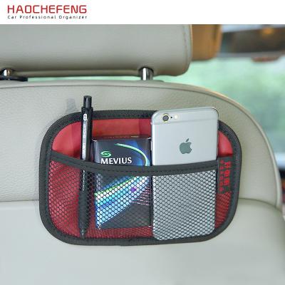 China Haochefeng Car Mesh Pocket Handbag Holder Eco-friendly Car Backseat Organizer Car Mesh Organizer for sale