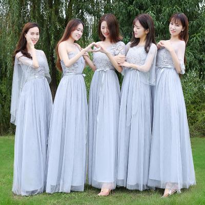 China 2205 New Anti-Static Bridesmaid Dresses Lace Up Long Floor Length Party Prom Dress Blue Bean Paste Champagne Plus Size for sale