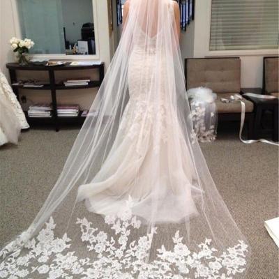 China High Quality White Spandex/Polyester 2112 Wedding Veil Tulle Bridal Veils 3m Long Accessories With Comb for sale