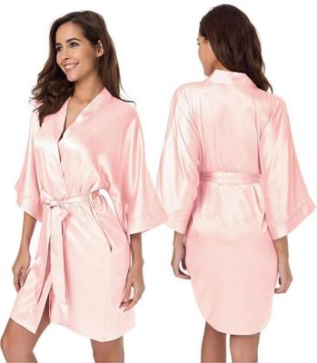 China 2021 QUICK DRY V-Neckline Satin Robe Lace Up Mini Skirt Nightgown Fabric Pajamas Summer Ladies Sexy Women Sleepwear Casual Sleepwear Sets for sale