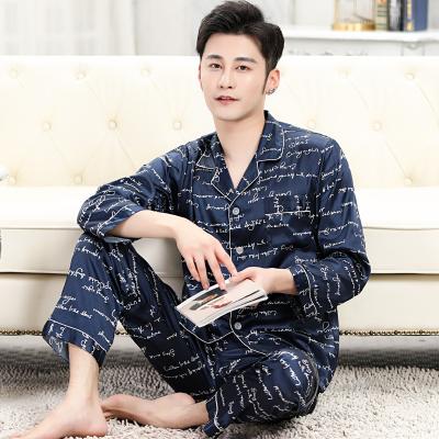 China Autumn QUICK DRY 2201 Men's Pajamas 2201 Autumn Print Long Sleeve Faux Silk Sleepwear Wear Pijamas Slim Home Suit for sale