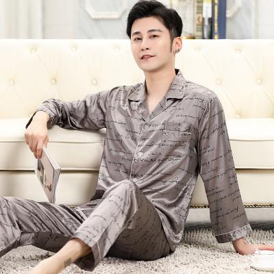 China 2201 High Quality Men's QUICK DRY Ice Silk Long Sleeve Faux Silk Pajamas Home Wear Fits Mens Sleepwear for sale