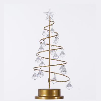 China Champagne Crystal Christmas Tree Light PVC+Copper Wire+LED Sale Table Night Lamp Battery Hot Night Lamp Christmas Decoration For Holiday Prelit Metal for sale