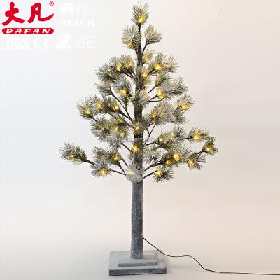 China 150cm Festival Decoration Iron / Plastic Customs Lead Artificial Snowy Copper Pine Light for sale