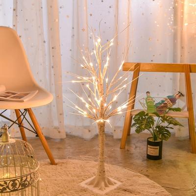 China Iron/Plastic/LED White USB Christmas Wedding Birch Battery Operated Led Tree Light For Room Decoration for sale