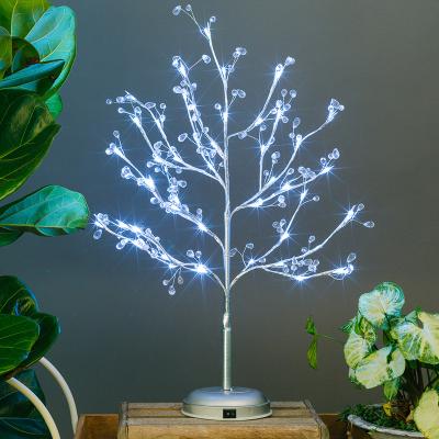 China Indoor Plant 70cm Decoration Christmas Ornaments For Room Artificial White Light Silver Decor Led Shimmer Tree Light for sale