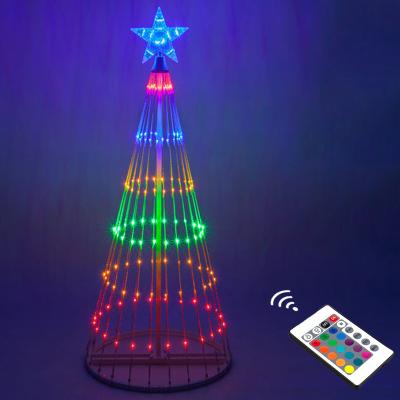 China Remote Control Tree Light App Control 6ft Christmas Flagpole Smart Normal RGB Light With Star Decoration Lighting 1.8M Christmas Tree Light for sale