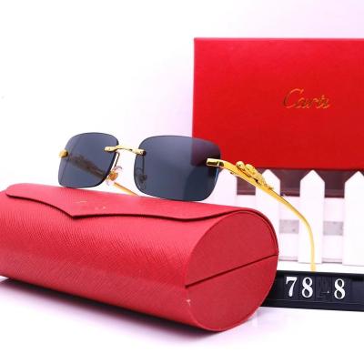 China Wholesale Trendy Shades Luxury Sun Glass Shades Men Women Sunglasses 2022 Rimless Fashion With Box Sun Glasses for sale