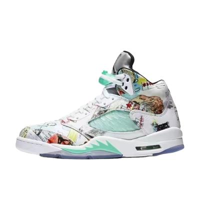 China Factory Outlet 2022 Durable High Quality AJ 5s Graffiti Wings Retro Basketball Shoes Mens Casual Shoes High Top Sneakers for sale