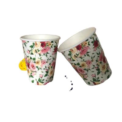 China 8Boz / 7.5oz Disposable Paper Cup Coated PE , Flower Design Paper Cups for sale