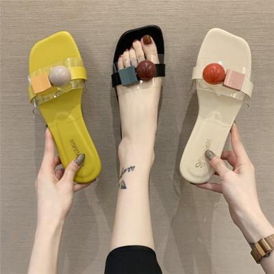 China Top fashion trend hot sale pvc with decoration wholesale sandals slips female slippers for sale