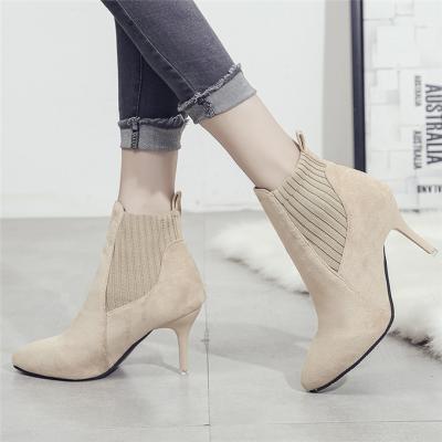 China Lightweight Hot Selling Thin Heel Suede Boot Woman Boots For Autumn And Winter for sale