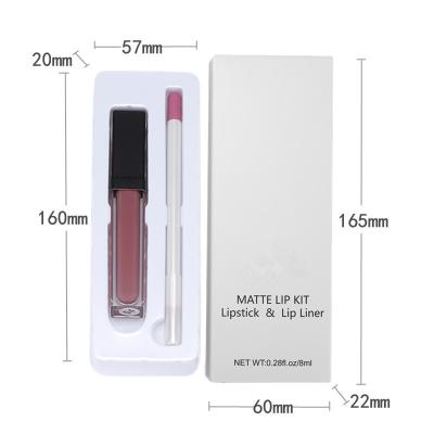 China Waterproof Luxury Waterproof No Sticky Edible Professional Cosmetics Lip Liner and Matte Lip Gloss Set for sale