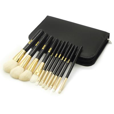 China Angular Blush 11 Pcs Private Label Makeup Brushes Vegan Natural Gothic Makeup Brushes Professional Black Goat for sale