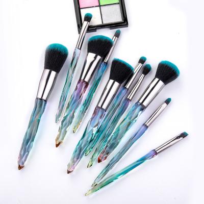 China Angular Blush Plastic Handle 10pcs Crystal Makeup Brush Set Professional Exquisite Customized Makeup Brush for sale