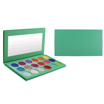 China Waterproof Vegan 18colors Private Label Pigment High Matte Glitter Custom Green Eyeshadow Palette for sale