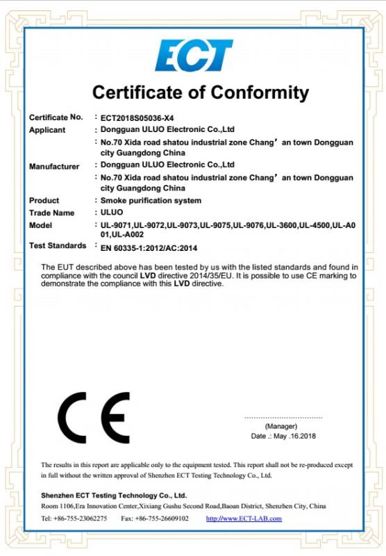 CE - Dongguan Uluo Electronic Co., Limited