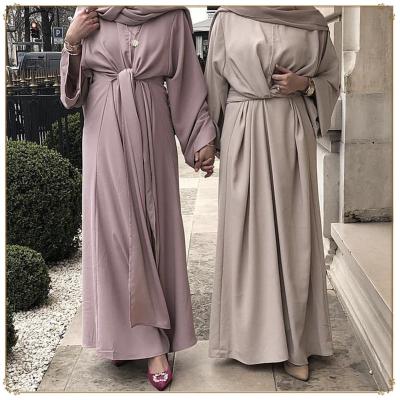 China GHX4665 Polyester Wholesale Fashion Muslim Dress For Women Dubai Islam Abaya Prayer Closed Knotted Abaya for sale