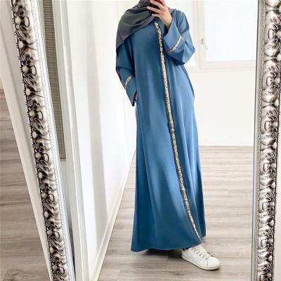 China Wholesale Women Islamic Sequin Fashion Polyester Clothing Abaya Middle East Dubai Muslim Dresses for sale