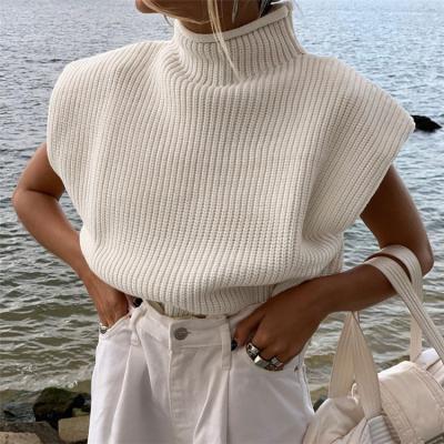 China GHX1951 Anti-wrinkle Fashion Spring Sweaters Short Sleeve Plain Knitted Turtle Neck Sweater Cotton Women for sale