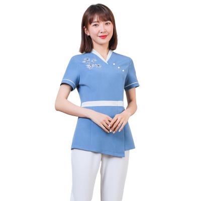 China Modern Beauty Uniform Spa Salon Uniform Beauty Top Pants Set Caregiver Uniform Scrubs Set for sale