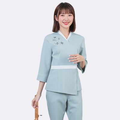 China Modern Hot Selling Design Sense Chinese Style Embroidery Pattern Beauty Beauty Salon Uniform Set Uniform for sale