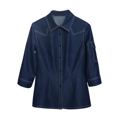 China Modern hot sale ladies denim thin uniform kitchen waiter supply breathable casual uniform for sale