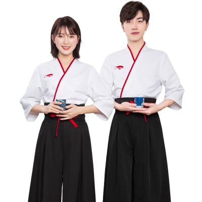 China Best quality men's women's five-point sleeve skirt top pant suit dining kitchen restaurant waiter uniform for sale