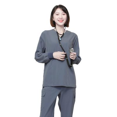 China Eco - Friendly Latest Design Custom Doctor Long Sleeve Gray Uniform Coveralls Wholesale for sale