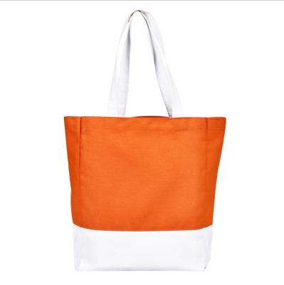 China Durable 100% Cotton Cotton Canvas Bag Wholesale Reusable Orange White Handle Customization Durable Reusable Tote Bags for sale