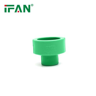 China Pipe Lines Connect IFAN Factory PPR Fittings Green Color 25-110MM Good Quality Plumbing Fittings Ppr Injection Socket Pipe Fittings for sale