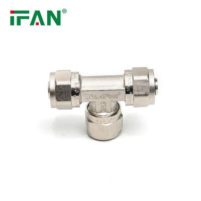 China Water Pipe System IFAN PEX Pipe Fitting Tee 16mm-32mm PEX Compression High Pressure Brass Fittings for sale