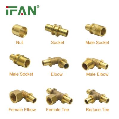 China IFAN High Quality Durable Yellow Inch 1/2 Inch 3/4 Inch PEX Brass PEX Fittings Sliding Fittings for sale