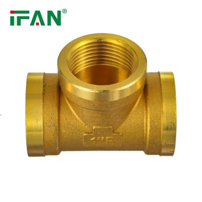 China IFANPlus Durable Custom Brass Fitting Brass Plumbing Tube Fittings Equal Tee With Thread for sale