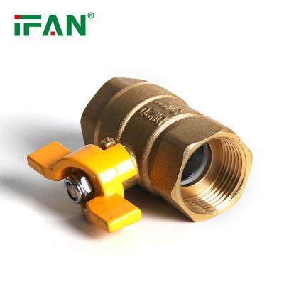 China IFAN General Fittings 1/2-1inch Durable Brass Valve 81052 Yellow Handle Brass Gas Valve for sale