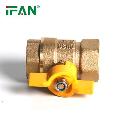 China General IFAN Butterfly 1/2-1inch Durable Brass Handle Fit Yellow Valve Brass Gas Valve for sale