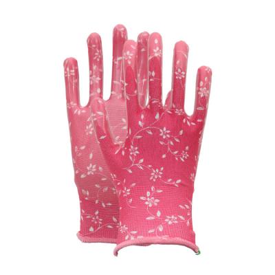 China Garden Gloves Sunnyhope Custom Color Smooth Finish Flower Printing Household Garden Gloves for sale