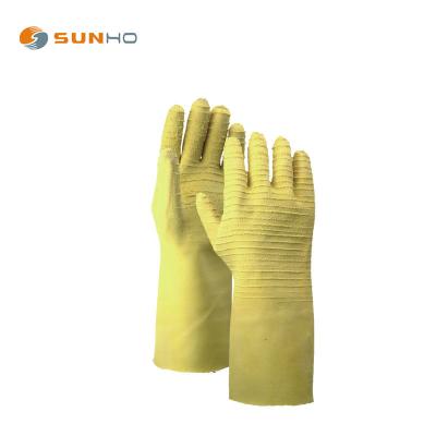 China SUNNYHOPE Anti-Slip Fishing Gloves Full Pleat Yellow Latex Tank Coat Coating Gauntlet Gloves Working Gloves for sale