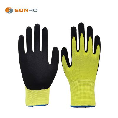 China Palm Coated Sunnyhope Gloves Construction Work Nitrile Gloves 13G Polyester Sandy Nitrile Palm Coated for sale