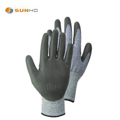 China Sunnyhope Daily Life Cutting Gloves 13 Gauge HPPE + Fiberglass Blended Coating With PU Palm Coated Gloves 4543 for sale