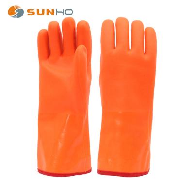 China Sunnyhope Build Length Fire Proof Smooth Fluorescent Thermal Gloves 17/30/35 cm PVC for sale