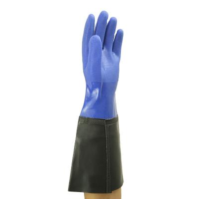 China Water Proof Sunnyhope Pond Gloves Cotton Coating With PVC Sandy Finished With PVC Long Sleeve for sale