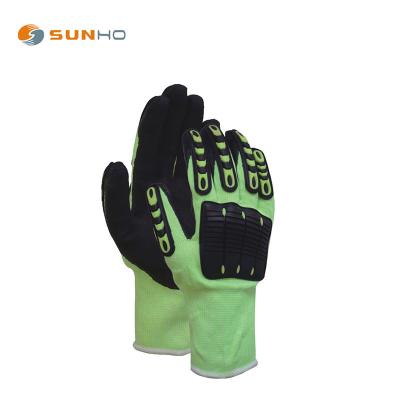 China GENERAL USE GLOVES Sunnyhope Work Gloves Seamless Finish Lined Cotton Nitrile Construction Safety Sandy Glove ANTI-IMPACT GLOVES. back with impact gloves from TPR for sale