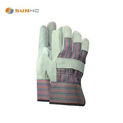 China Durable Welding Gloves Sunnyhope Cow Split Driver Sweat-absorbent Working Safety Rigger Leather Gloves With Elastic Band for sale