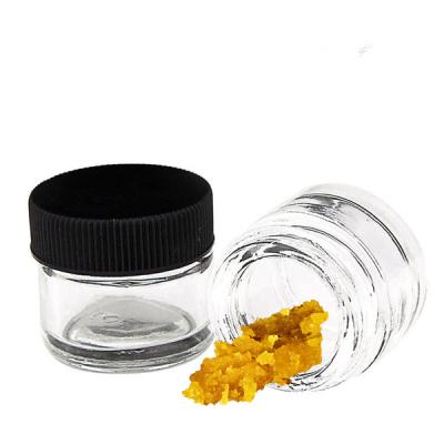 China Shine Resistant Glass Container 5ml Child Concentrate Containers With Black Lid for sale