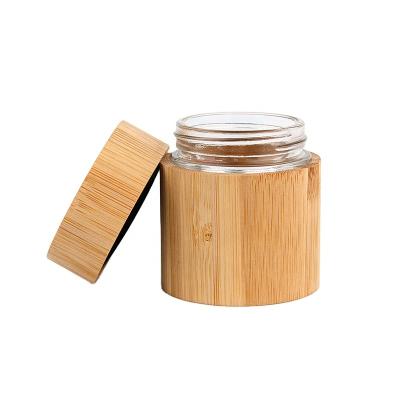 China Factory direct supply food airtight storage glass jar with wooden case and lid for sale