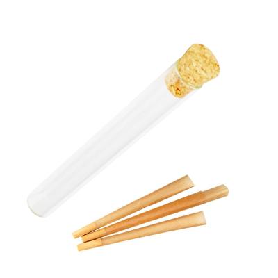 China Food Pre Rolled Herb Clear Glass Vials Tube With Cork Top Joint Blunt Cig Holder Storage for sale